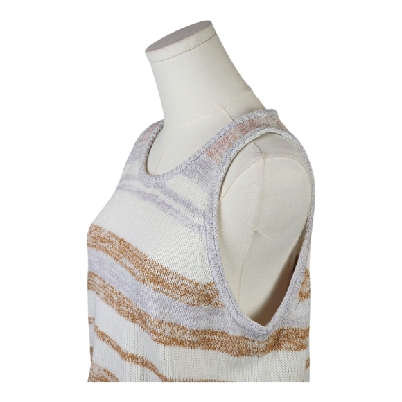 Splendid Artisanal Knit Tank Top XL Striped Marled Cotton Blend Sleeveless Shirt - Picture 2 of 8